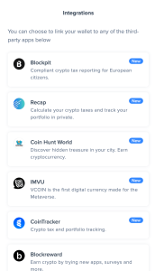 Integrations with the third-party apps on Uphold